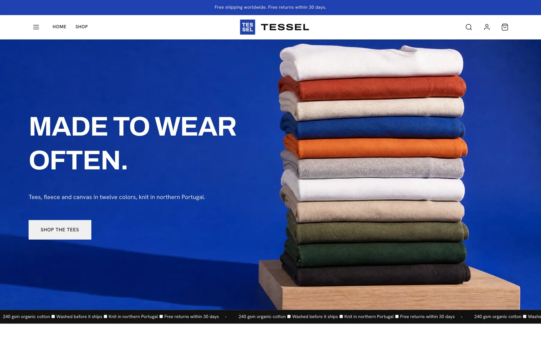 The Tessel homepage with a cobalt hero, in the draft preview