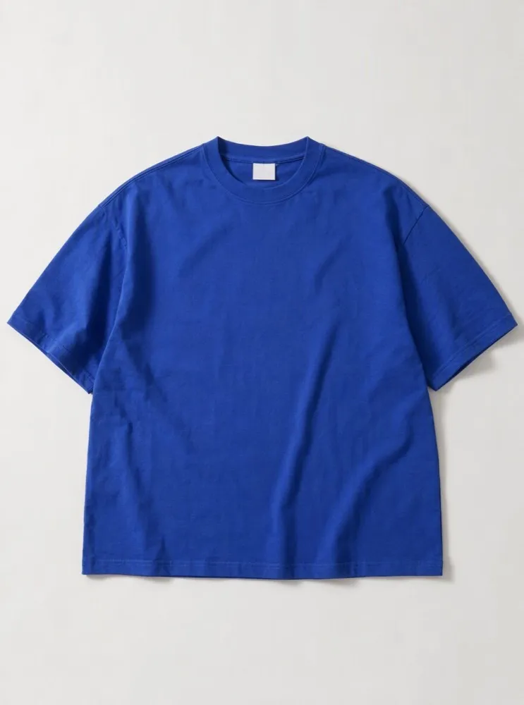 The Heavyweight Tee in Cobalt, laid flat